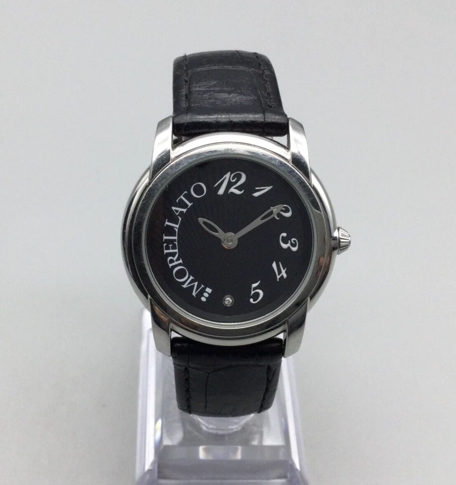 Reloj Morellato Mujer Diamante 34mm Tono Plata Correa Cuero Negro Batería Nueva Foto 2 de 4