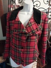 Vintage Mirjana Maric Blazer Jacket Women's Size M Cropped Colorful Red Plaid