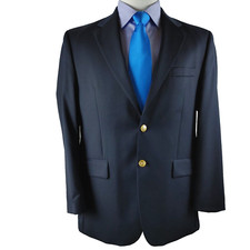 Chaps 41R Wool Gold Buttons Navy Blue Blazer Sport Coat