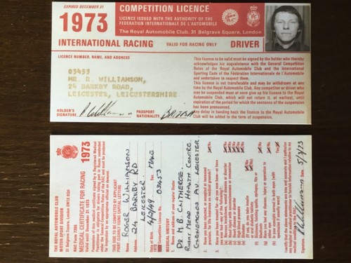 1973 F1 THE LATE ROGER WILLIAMSON’S Reproduction Items, licence, member card etc - Picture 10 of 10