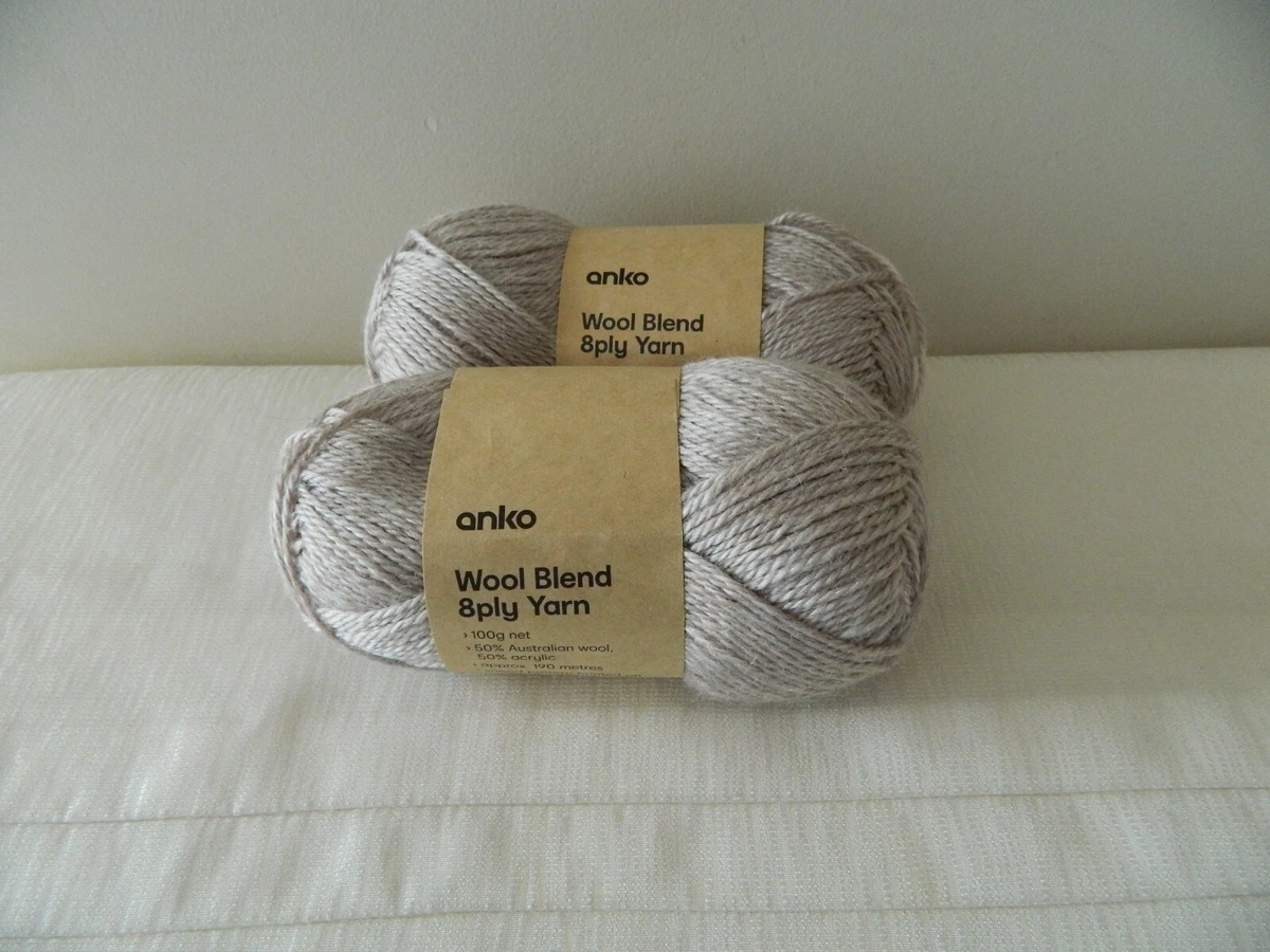 Yarn ANKO Wool Blend Wool Acrylic 8ply Beige Lot 2 Yarns China