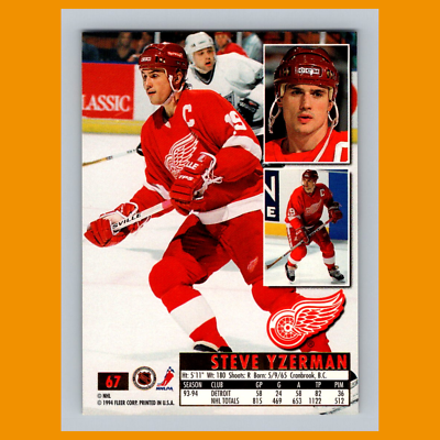 Steve Yzerman #67 1994 Fleer Ultra Detroit Red Wings Hockey Card