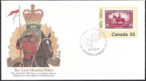 🍁Canada  #911   "RCMP CONSTABLE & HORSE"   Brand New  1982  Fleetwood Cover