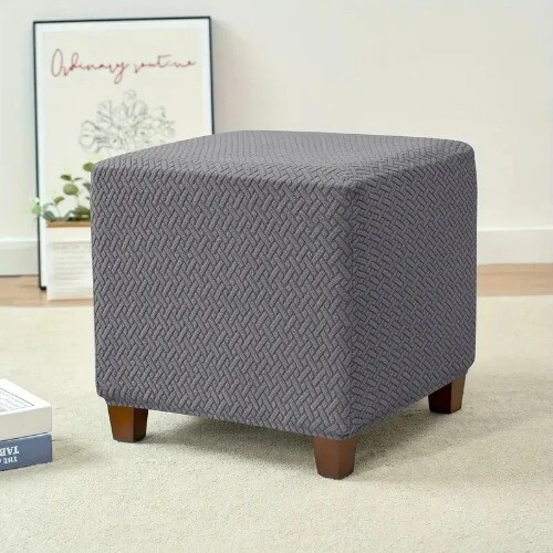 T-Shape Jacquard Square Stool Cover Ottoman Stool Cover Sofa Footrest Slipcovers - Bild 8 von 15