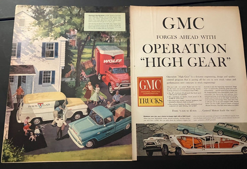1959 GMC Trucks "Operation High Gear" - Vintage 2-Page Print Ad / Wall Art