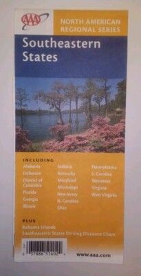 Southeastern States Road Map 2005 AAA North American Regional Series Vintage 