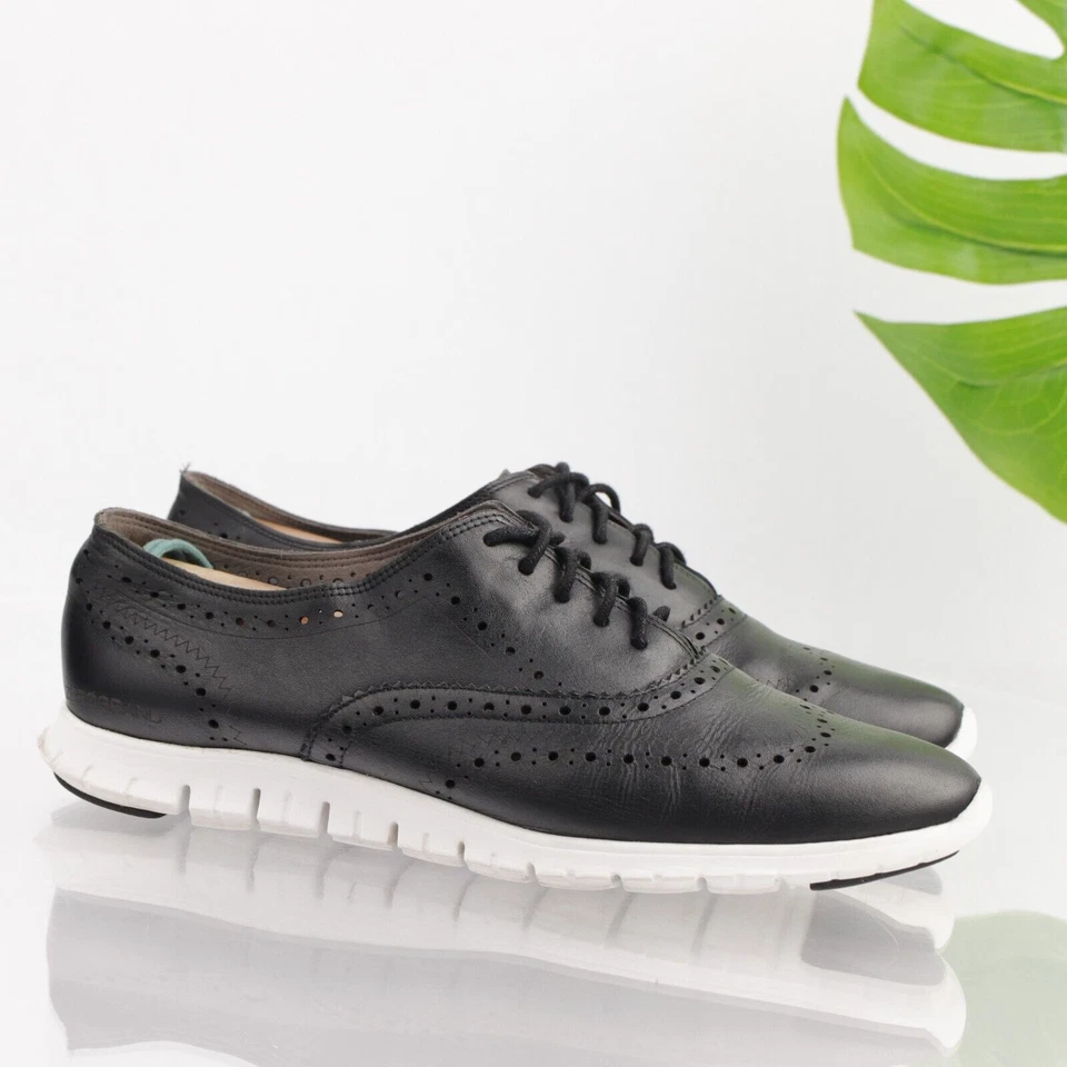 Cole Haan Womens ZeroGrand Oxford Sneaker Size 10 Wingtip Black Leather Brogue