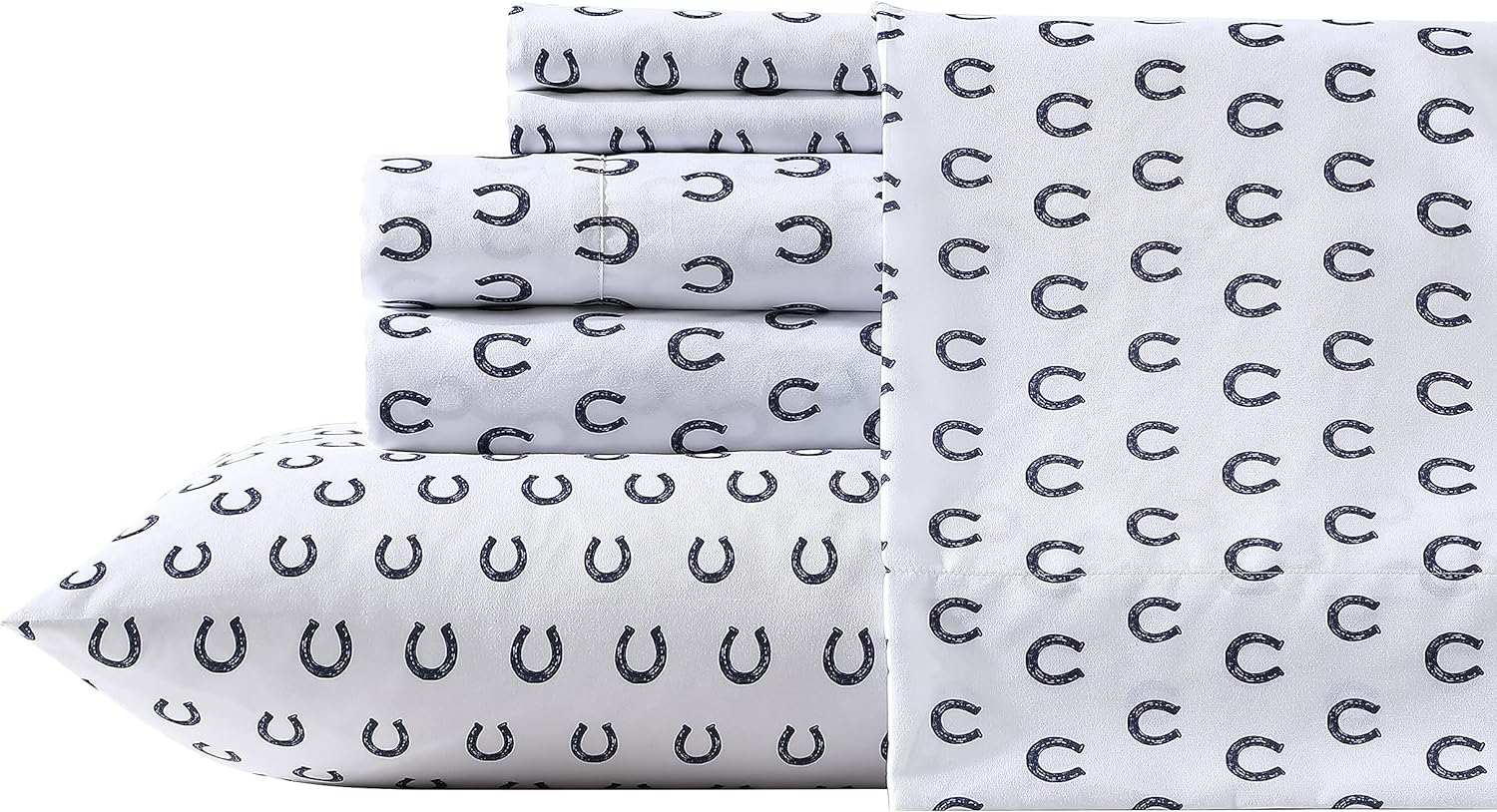 Wrangler Twin Sheet Set Horseshoe Dots Navy Lightweight Bedding 2-Piece
