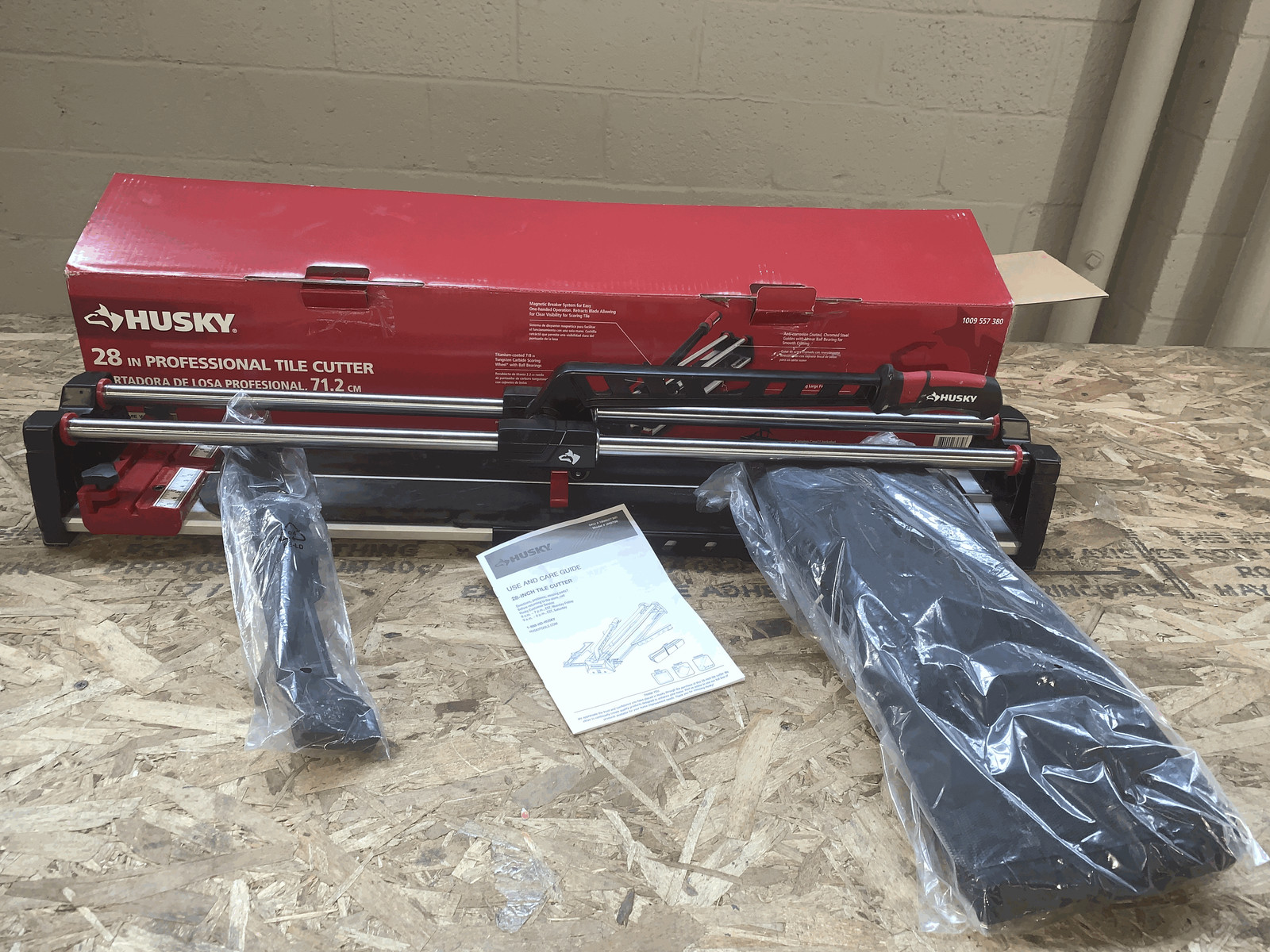 Husky 28 in. Tile Cutter with Tungsten Carbide Blade and Adjustable Gauge
