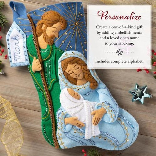 Bucilla 18" Felt Christmas Stocking Kit - Peaceful Nativity 89601E - Picture 6 of 6