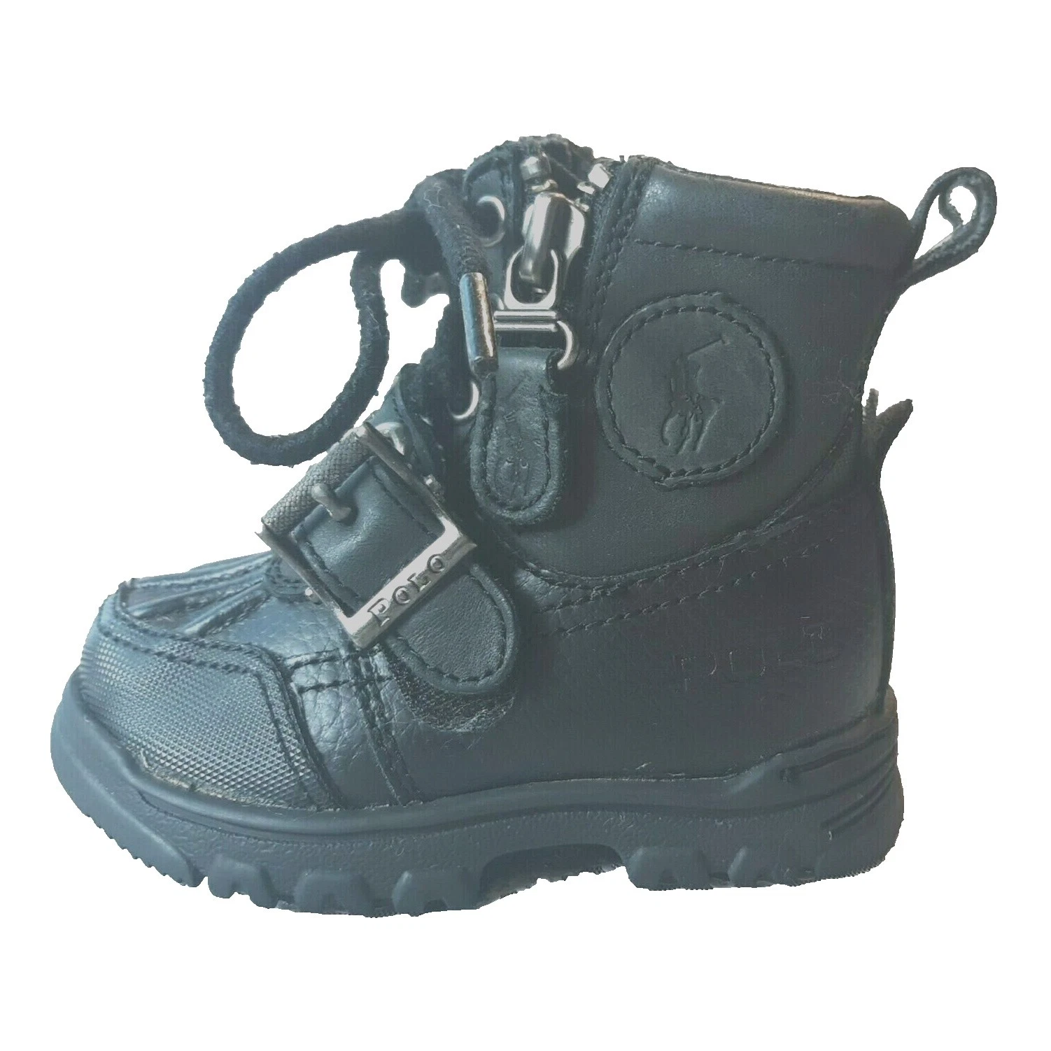 Parte superior de cuero Polo Ralph Lauren negro Zapatos Unisex para Niños