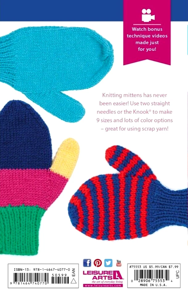 Quick & Easy Mittens To Knit (9 sizes) by Leisure Arts - Image 2 of 2