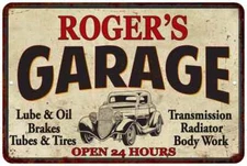 ROGER'S Garage Personalized Man Cave Metal Sign Decor Gift 112180014053