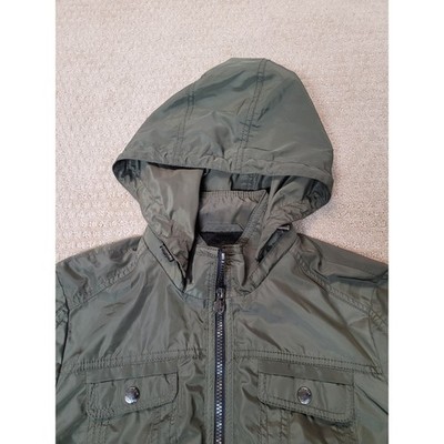 Laundry Shelli Segal Windbreaker Jacket Womens Medium Olive Green Spring Peplum