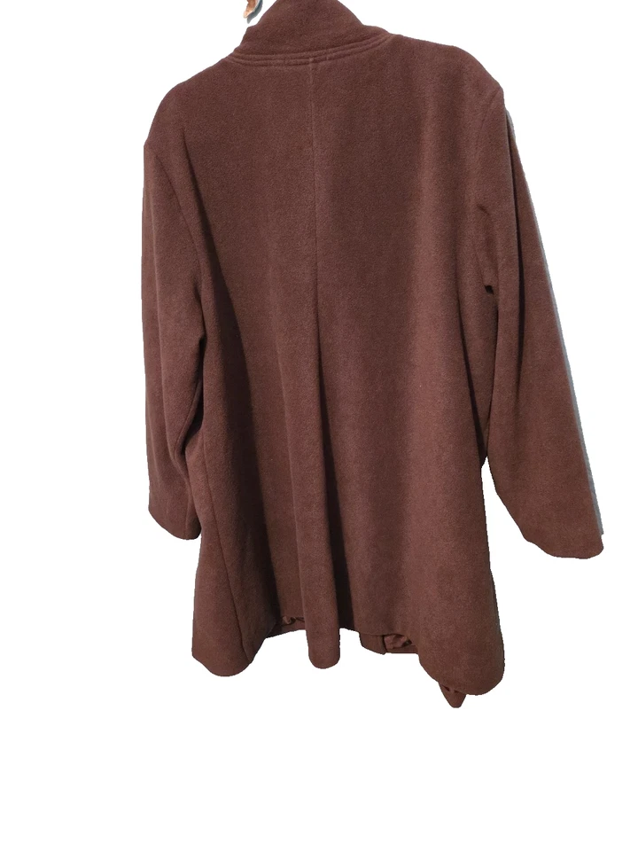 Woman Within Brown 1X (22-24) Fleece Funnel-Neck A-Line Swing Coat - Image 2 of 4