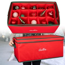 Christmas Ornament Storage Container Organizer with 2 Removable Trays and 30 ...