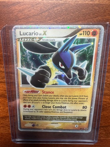 Lucario LV.X DP12 Diamond Pearl Black Star Promo Card Pokemon HOLO SWIRL NM/LP