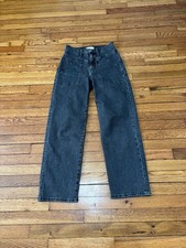 Madewell Women's the Perfect Vintage Wide Leg Jeans Faded Black Denim Size 26