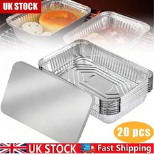 20x Foil Trays Tin with Lids BBQ Dishes Containers Tray Bake Catering Cake Tin