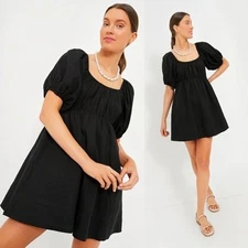 NEW Tuckernuck Pomander Place Dress Puff Sleeve Black Babydoll Mini Dress XL