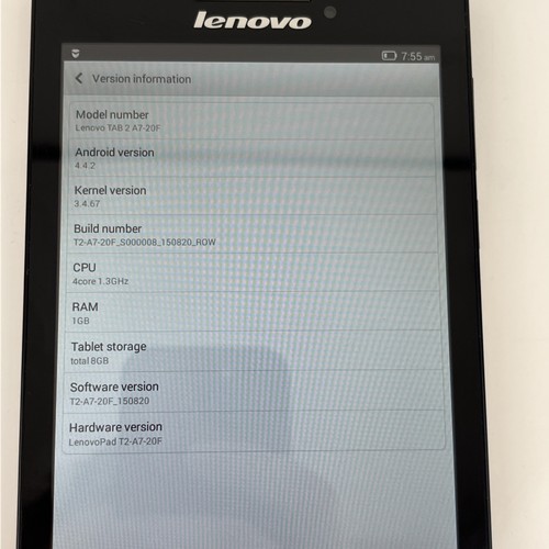 Lenovopad Tab 2 A7-20F 8GB Black Working Great Condition Android Version 4.4.2 - Picture 10 of 10