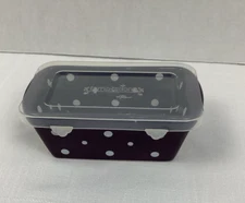 Temptations Purple Polka Dot Mini Loaf Pan Ovenware Dish 12 Oz With Lid