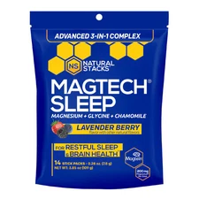 2 X Natural Stacks MagTech Sleep with Magnesium Glycine & Chamomile Lavender Ber