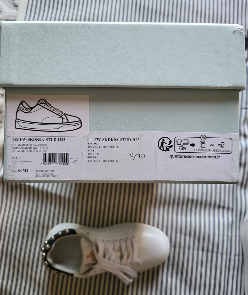 Lanvin White & BlackLeather Sneakers Women's - Image 4 of 4