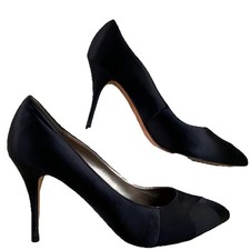 Joan & David Pumps Shoes Womens 8.5 Black Satin Formal Pointed ToeStiletto Heel