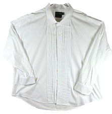 Lauren Ralph Lauren Men's White Cotton Pleated French Cuff Tuxedo Shirt 20-36/37