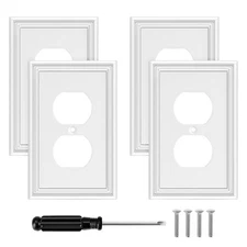 Outlet Cover Plate White, Decorative Switch Cover, Bamboo Fiber, Kitchen, White