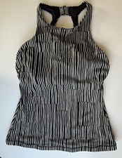 ATHLETA Tankini Swim Top 34B 34C Black White Maldives Printed 657735