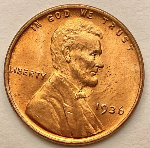1936p  Uncirculated BU Red RD - Lincoln Wheat Cent  ~ B702