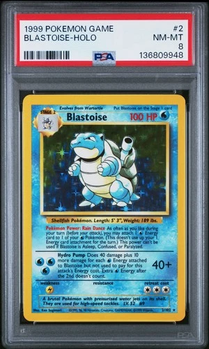 1999 POKEMON GAME #2 BLASTOISE-HOLO PSA 8