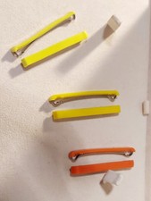 6 Goody Stay Tight Vtg Clasp Clip Hair Barrettes 2-1/4" LOT Yellow/Orange RETRO