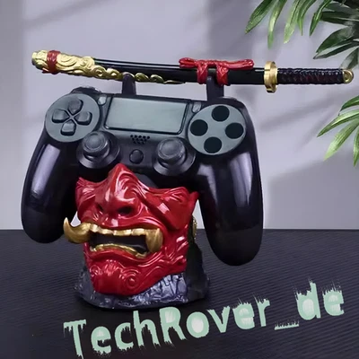 MARKENLOS Ghost of Tsushima Gaming Controller Holder | Samurai Mask Stand for PS5/PS4