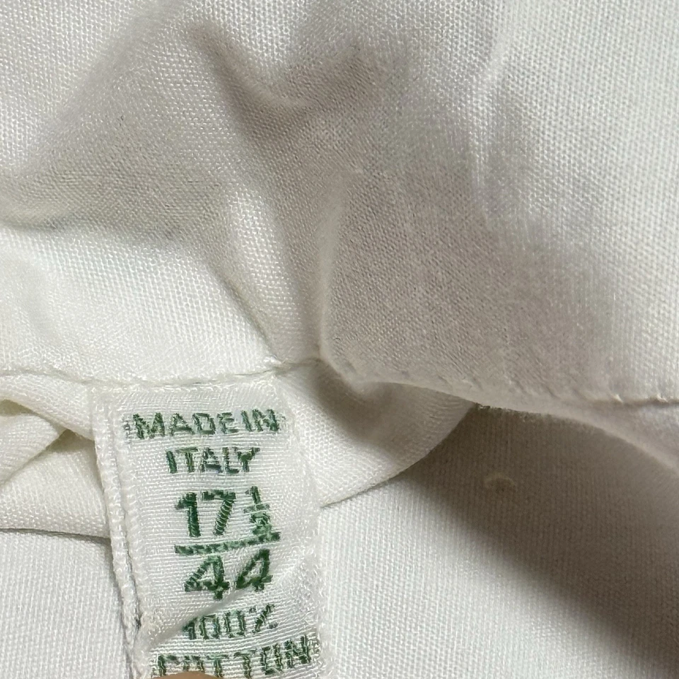 Borrelli Napoli Dress Shirt Men's 17.5 44 Button Up White Tuxedo Formal Italy - Image 4 of 4