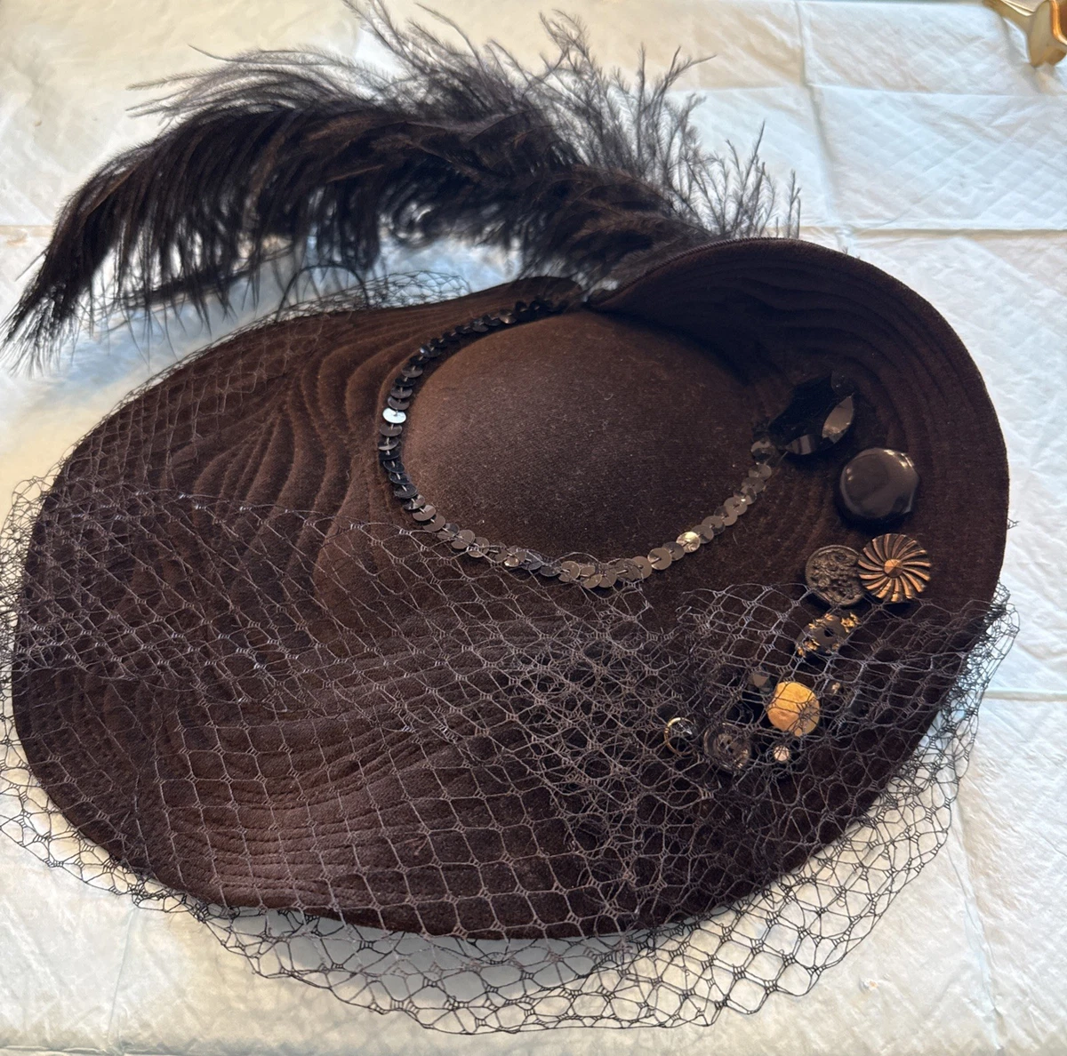 Feather Wide Brim Original Vintage Hats for Women for sale  display picture 3