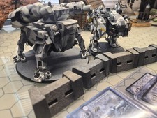 Rackham AT-43 U.N.A. FIRE CRAWLER and Cobra M-8 with cards and 4 Barriers