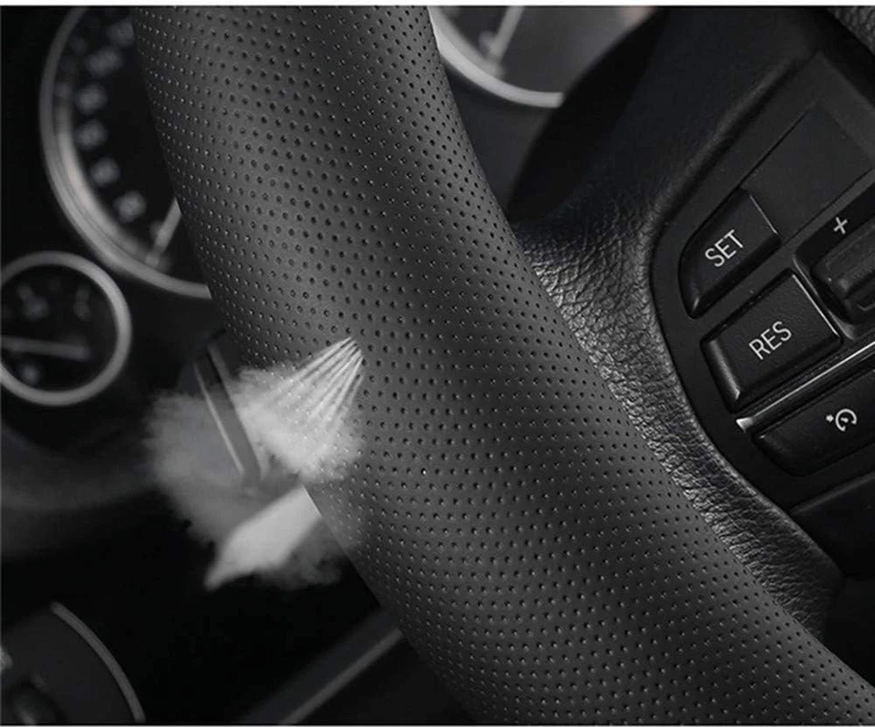 Premium Leather Car Steering Wheel Cover for Toyota RAV4 Prime, Corona Fit 15 in Foto 4 de 4