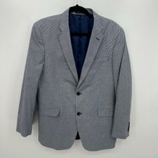 Tommy Hilfiger Mens Blue Houndstooth Sport Coat Blazer Size 42L Cotton Career