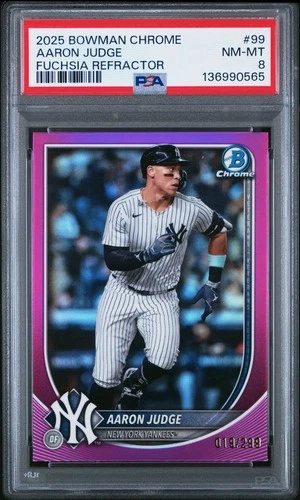 2025 Bowman Chrome #99 Aaron Judge Fuchsia Refractor PSA 8 #/299