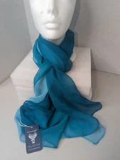 Pantonight Women's Turquoise Silk Blend Ombre Lightweight Accent Scarf 62"x20"