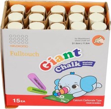 Hagoromo Fulltouch Giant Chalk 1Box, Non-Toxic, Dustless 15pcs/White