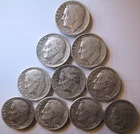 Roosevelt Dimes 90% Silver Circulated Condition Lot Of 10 Coins-LOTA
