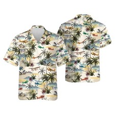 Airplane Palm Tree Hawaiian Shirt r4q 91