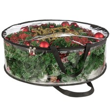 Clear Wreath Storage Bag 30 Inch Christmas Wreath Storage Container, Heavy Du...