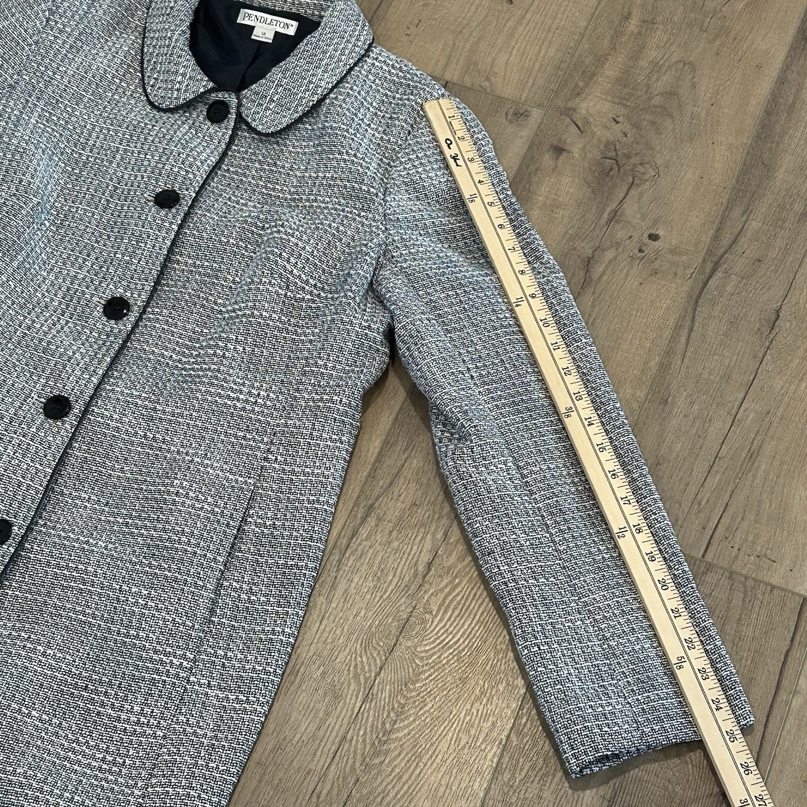 Pendleton Tweed Button Up Collared Coat Womens 14… - image 11