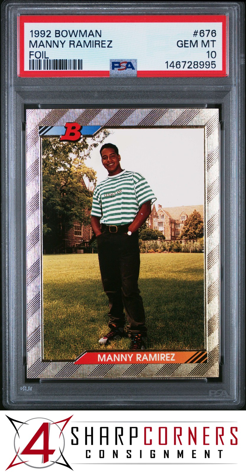 1992 BOWMAN FOIL #676 MANNY RAMIREZ RC INDIANS PSA 10