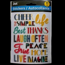 Jot Demenional Stickers Phrases Cheer Laugh Scrapbooking Peace Hope  Live X11